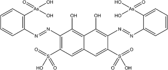 Arsenazo III, 2,7-Bis(2-arsonophenylazo)-1,8-dihydroxynaphthaline-3,6-disulfonic acid