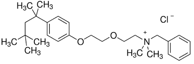 Benzethonium chloride, N-Benzyl-N,N-dimethyl-N-[4-(1.1.3.3-tetramethylbutyl)-phenoxyethoxyethyl]ammonium chloride, Benzethonium chloride