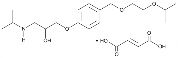 Bisoprolol hemifumarate salt, 1-[4-[[2-(1-Methylethoxy)ethoxy]methyl]phenoxy]-3-[(1-methylethyl)amino]-2-propanol hemifumarate salt