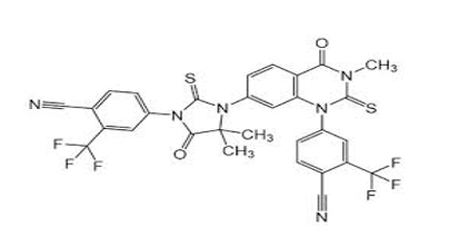 4-(3-(1-(4-cyano-3-(trifluoromethyl)phenyl)-3-methyl-4-oxo-2-thioxo-1,2,3,4- tetrahydroquinazolin-7-yl)-4,4-dimethyl-5-oxo-2-thioxoimidazolidin-1-yl)-2- (trifluoromethyl)benzonitrile