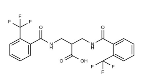 3-(2-(Trifluoromethyl)benzamido)-2-((2-(trifluoromethyl)benzamido)methyl)propanoic acid