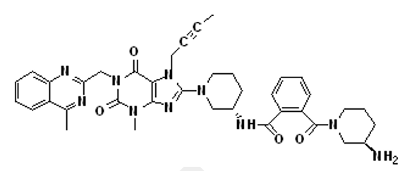 2-[(3R)-3-aminopiperidin-1-carbonyl]-N-[(3R)-1-[7-(but-2-yn-1-yl)-3-methyl 1-[(4-methylquinazolin 2-yl)methyl]-2,6-dioxo-2,3,6,7-tetrahydro-1H-purin 8yl]piperadin-3-yl]benzamide