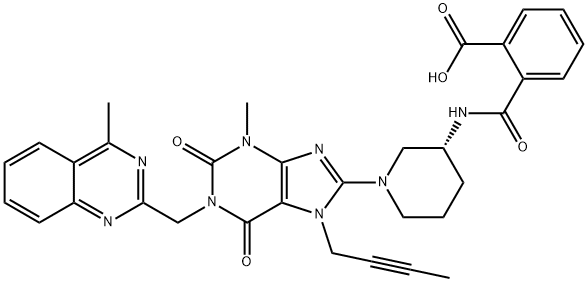 (R)-2-((1-(7-(but-2-yn-1-yl)-3-methyl-1-((4-methylquinazolin-2-yl)methyl)-2,6-dioxo-2,3,6,7-tetrahydro-1H-purin-8-yl)piperidin-3-yl)carbamoyl)benzoic acid